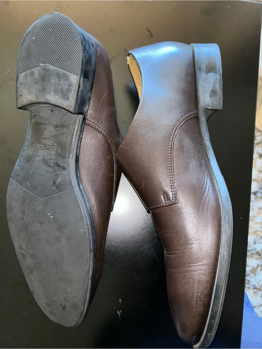 BOSS DOUBLE-STRAP MONK OXFORD SHOES IN LEATHER - SIZE 11